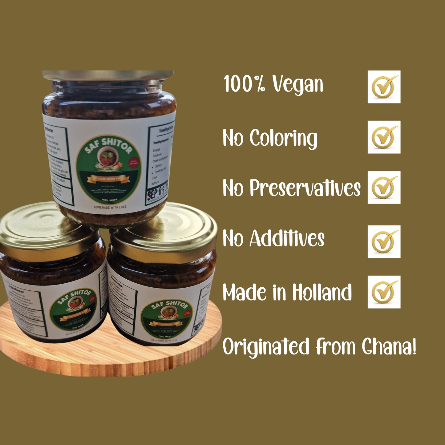 Saf Vegan Pepper Sauce (Shito Vegan) - Pack of 2 & 3 bottles per price